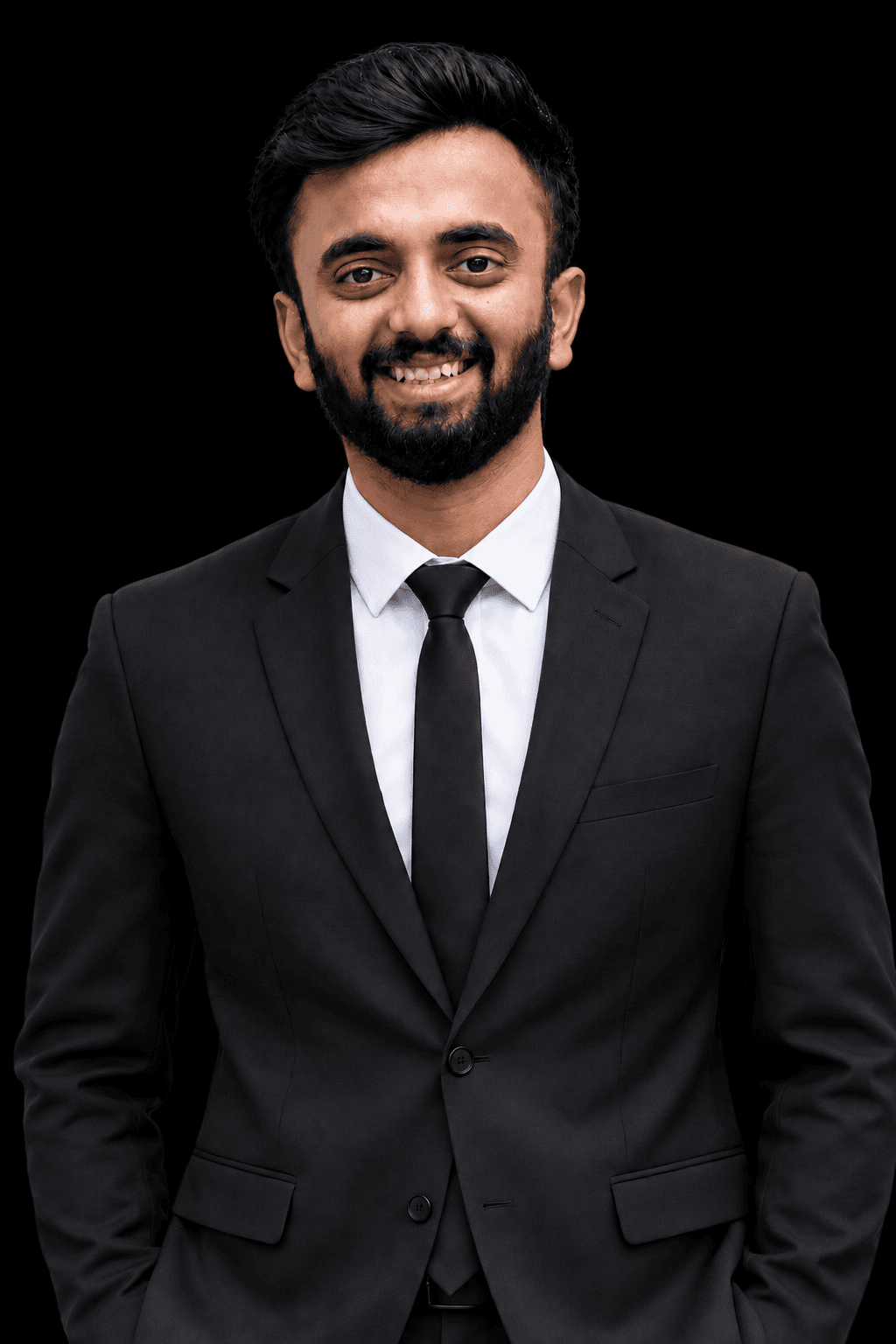 Yagnik Barasiya in a charcoal suit
